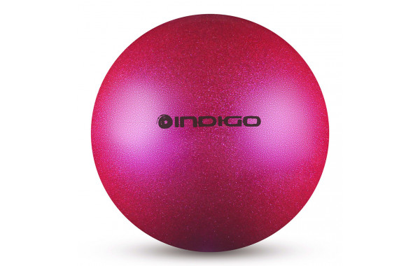 Мяч для художественной гимнастики Indigo IN118-PI, диам. 19 см, ПВХ, розовый металлик с блестками 600_380