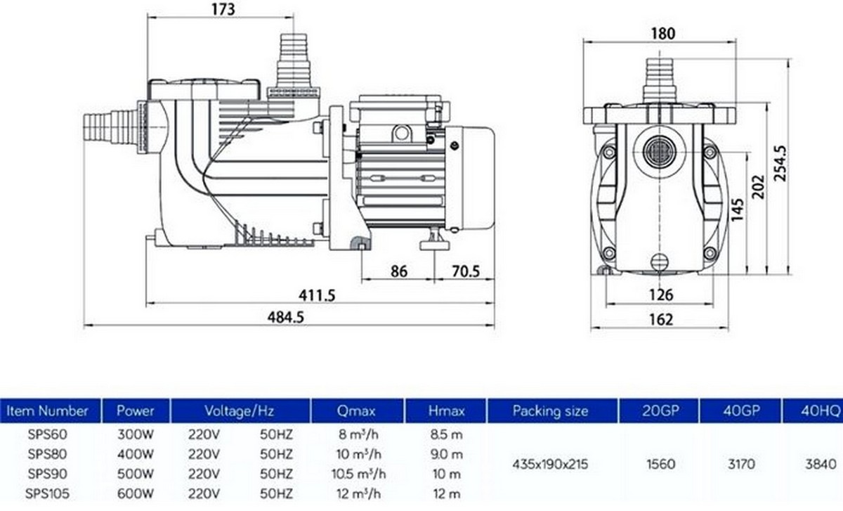 Насос с префильтром Poolmagic SPS 105 8 куб.м/час 1200_727