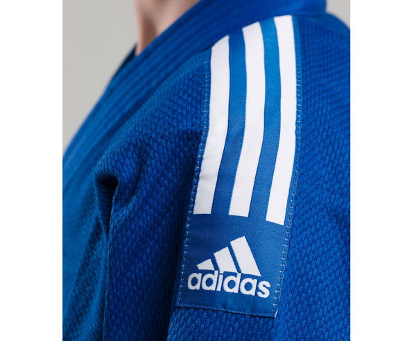 Кимоно для дзюдо подростковое Adidas Club J350B синее с белыми полосками 600_491