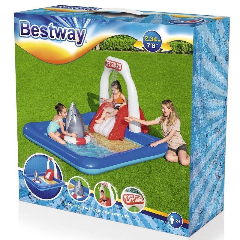 Игровой центр 234x203x129см Bestway Спасательная вышка с горкой и фонтаном 53079 800_800