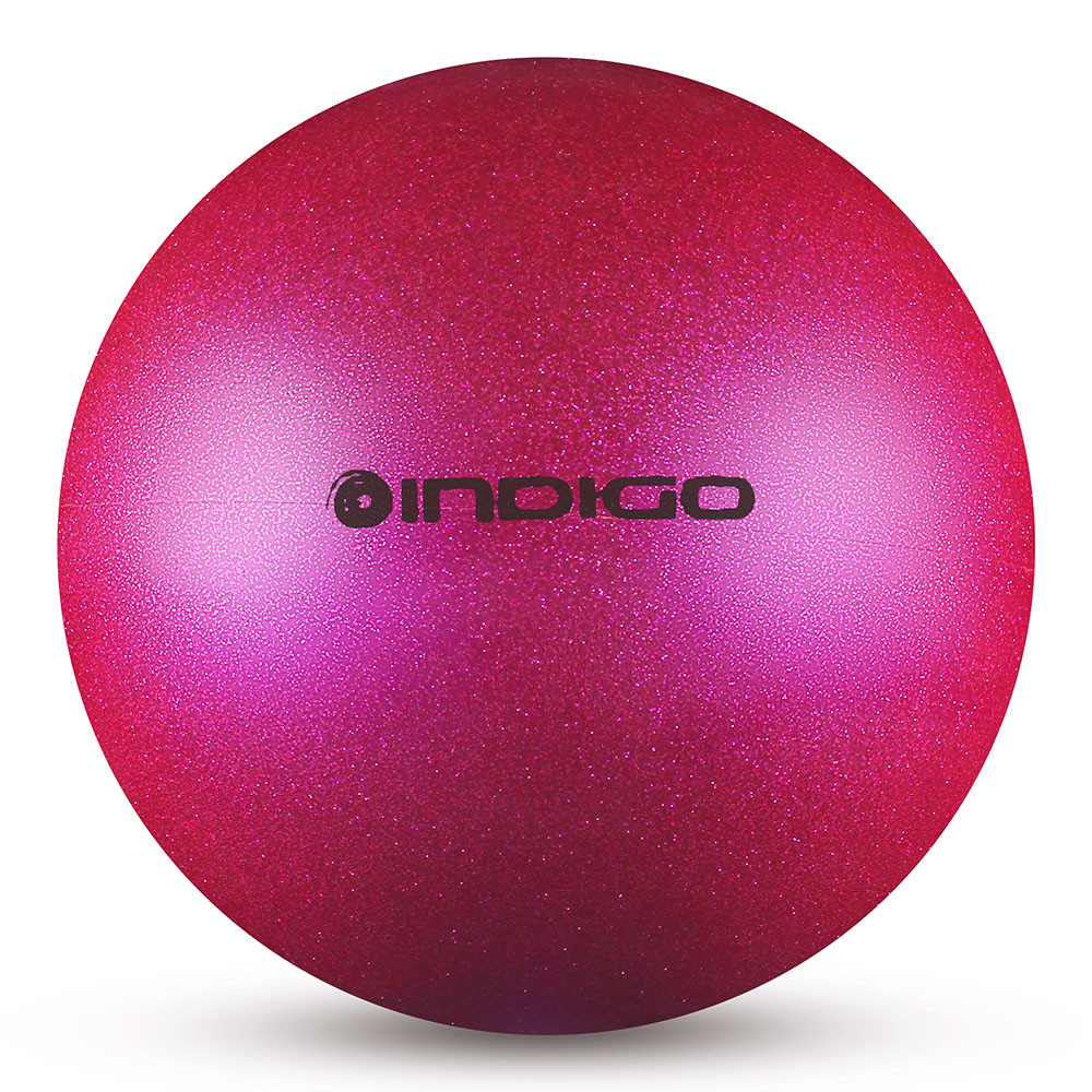 Мяч для художественной гимнастики Indigo IN118-PI, диам. 19 см, ПВХ, розовый металлик с блестками 1000_1000