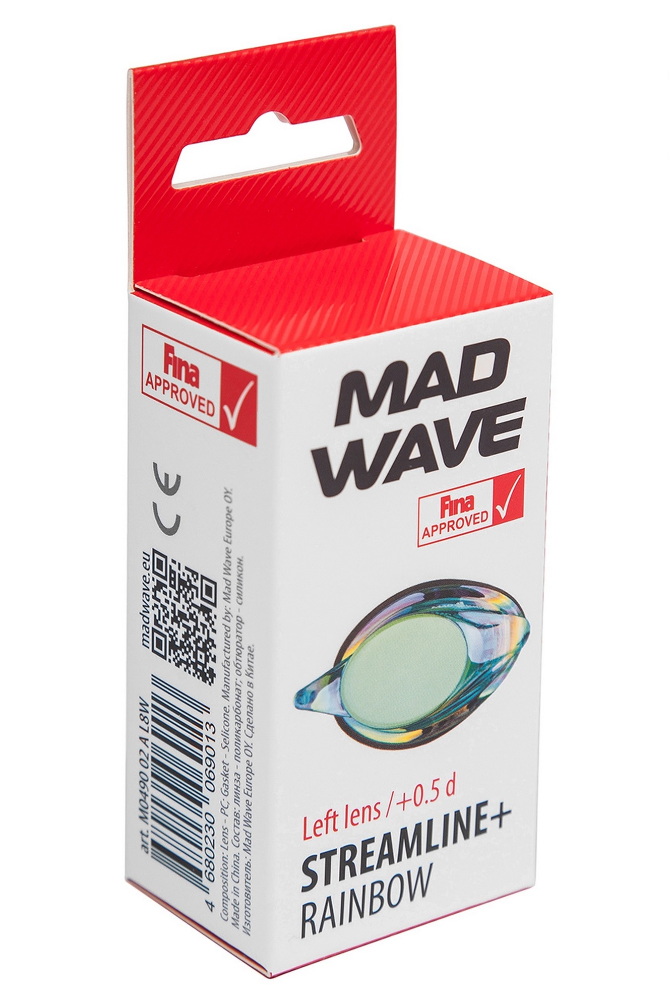 Линза с диоптриями для плавательных очков Mad Wave Streamline + Rainbow left M0490 02 E L8W +2,5 1333_2000