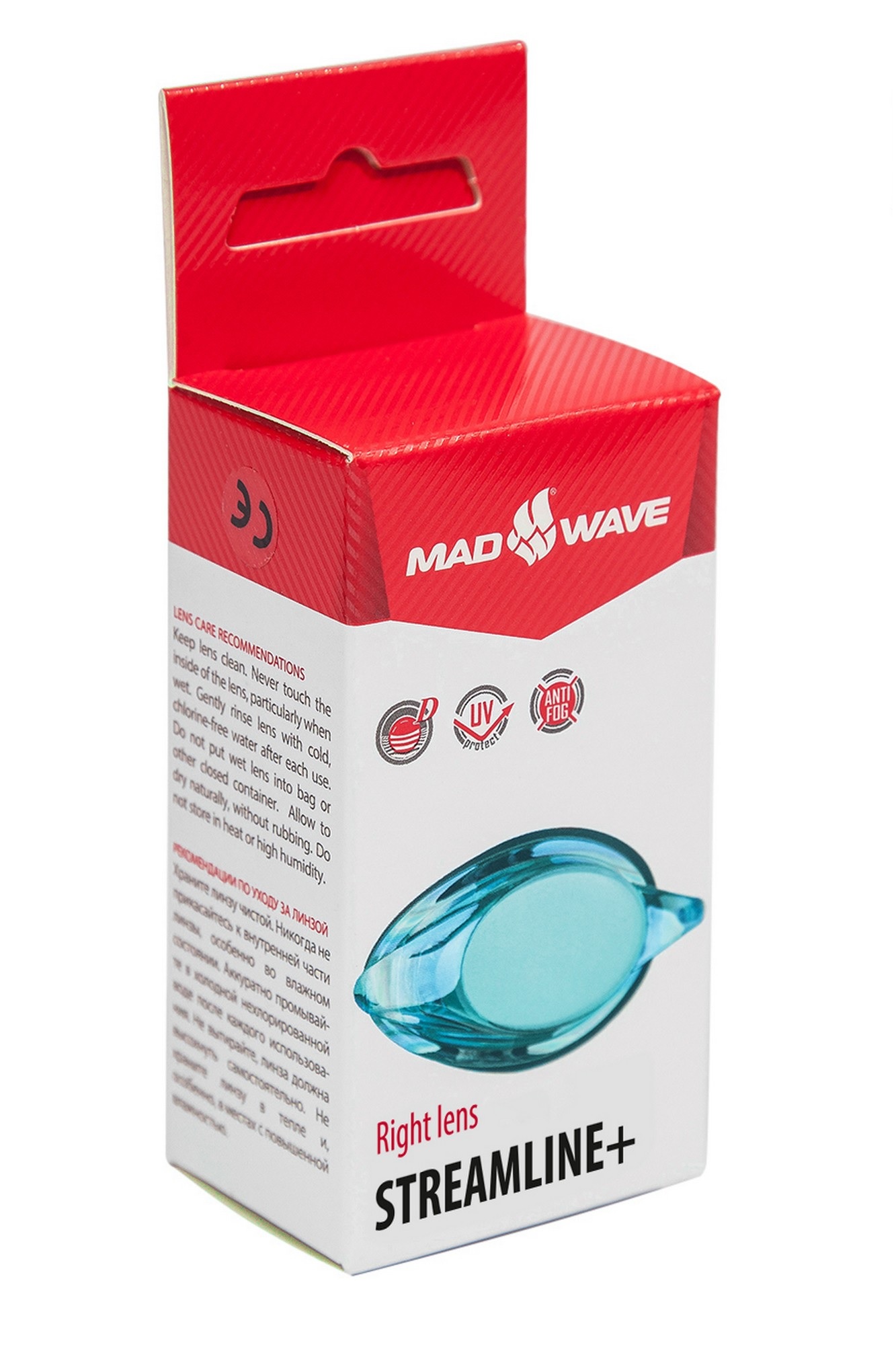 Линза с диоптриями для плавательных очков Mad Wave Streamline + right M0490 01 B R8W +1,0 1333_2000