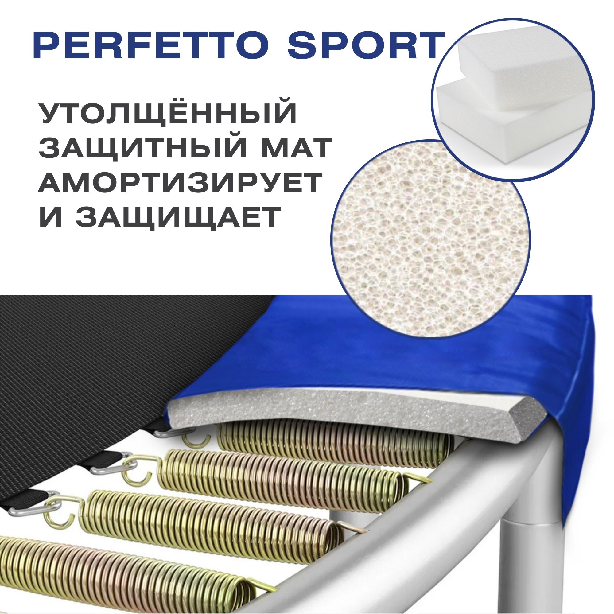 Батут с защитной сеткой Perfetto Sport 12" диаметр 3,7 м синий 2000_2000